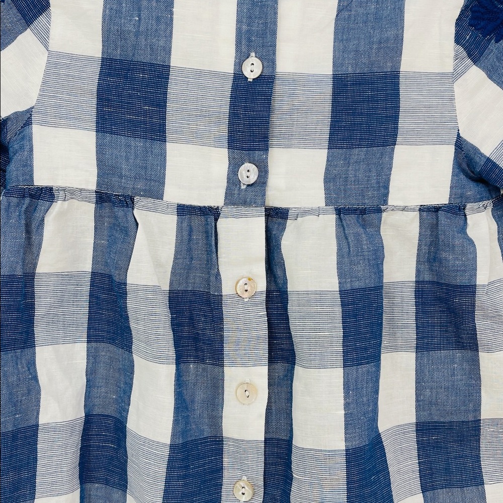 Tartine et Chocolat Blue and White Gingham Blouse Top Girls Size 3T - Picture 4 of 10